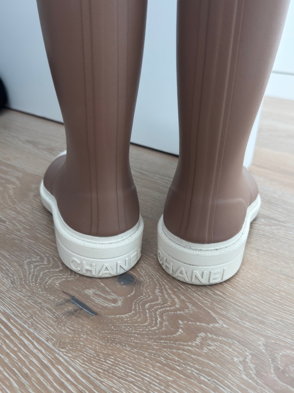 CHANEL Logo Rain Boots with Cream Accents - Picture 3 of 6